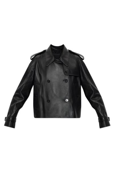 Burberry Cropped Leather Mayfair Trench Jacket