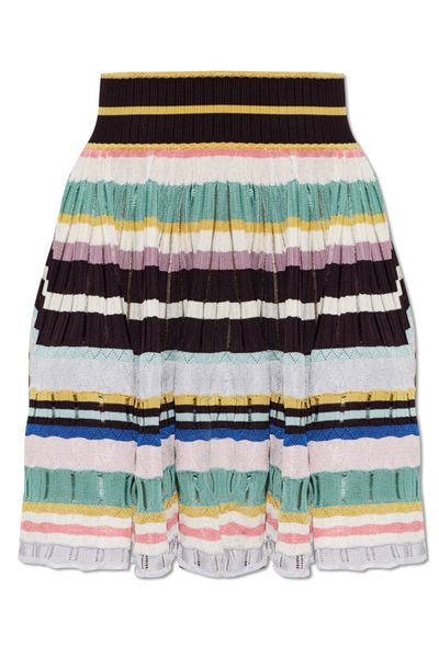 Alaïa Striped Flared Knitted Skirt