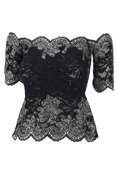Rabanne Scalloped Lace Studded Top