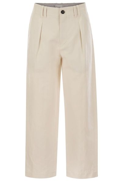 Brunello Cucinelli Front Pleat Straight-Leg Trousers