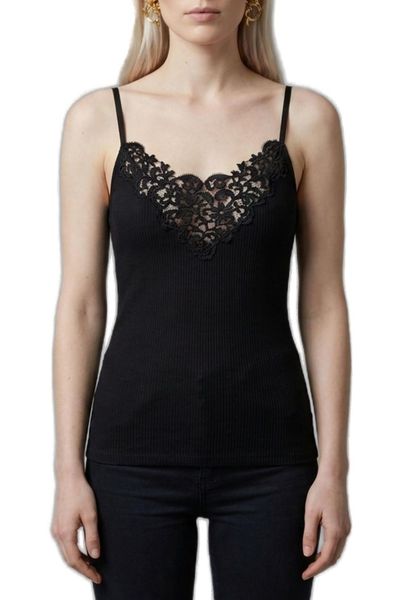 Saint Laurent Guipure Ribbed Tank Top