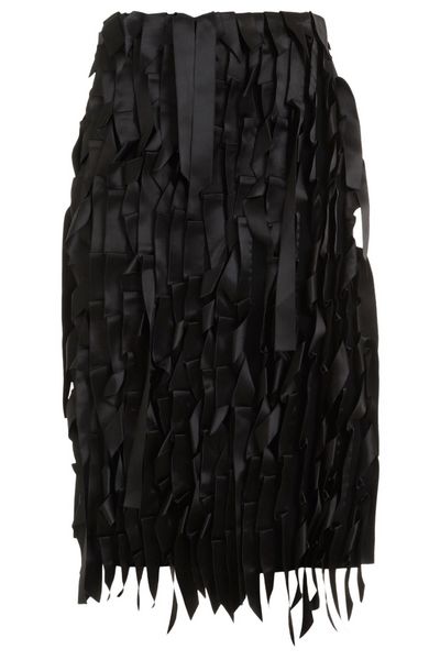 Prada Ribbon Embellished Asymmetric Hem Skirt