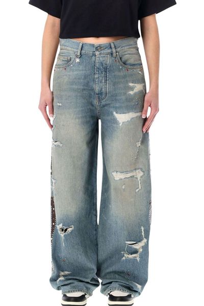 Amiri Bones Studded Distressed Jeans