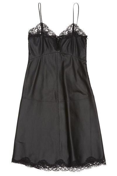 Magda Butrym Leather Lace-Trim Slip Dress