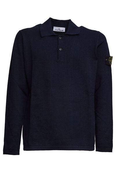 Stone Island Long-Sleeved Knitted Polo Shirt