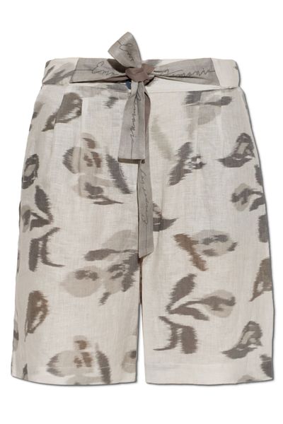 Emporio Armani Abstract Print Belted Shorts