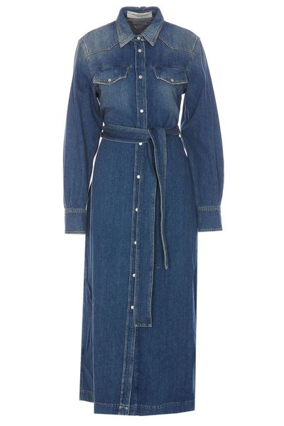 Golden Goose Deluxe Brand Belted Long-Sleeved Denim Dress