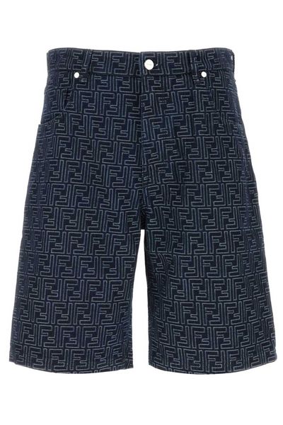 Fendi FF Jacquard Denim Shorts