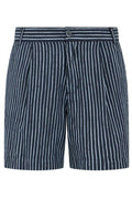 120% Lino Striped Elastic-Waist Shorts