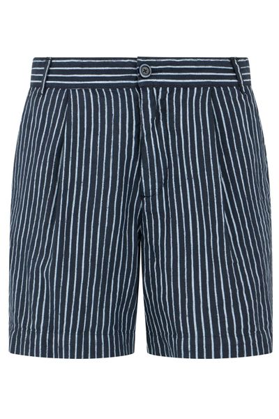 120% Lino Striped Elastic-Waist Shorts