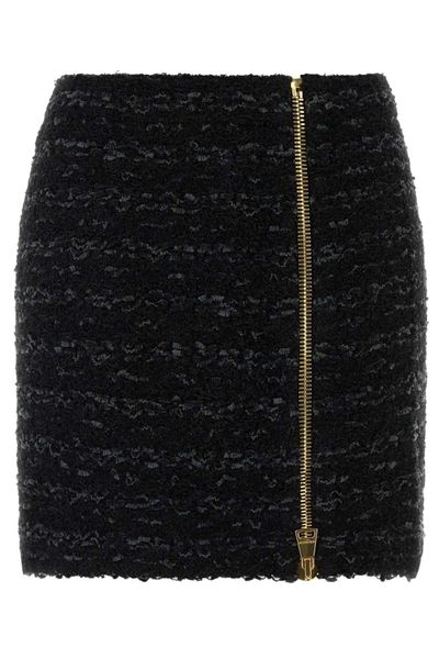Balmain Short Zipped Tweed Skirt