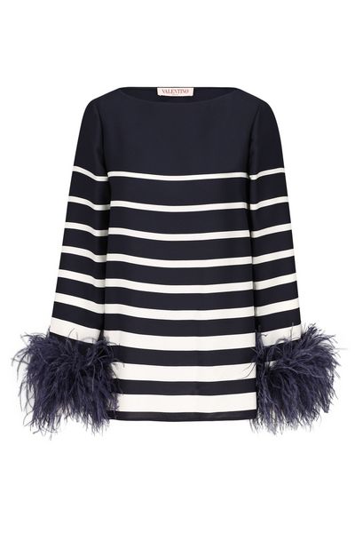 Valentino Striped Feather Detailed Top