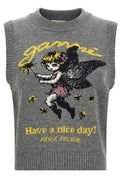 Ganni Graphic Intarsia Knitted Top