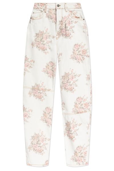Ganni Floral Printed Stary Jeans
