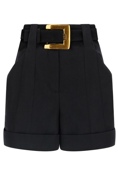 Balmain Grain De Poudre Belted Shorts