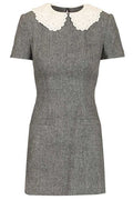 Self-Portrait Herringbone Collared Mini Dress