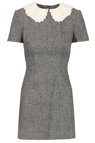 Self-Portrait Herringbone Collared Mini Dress