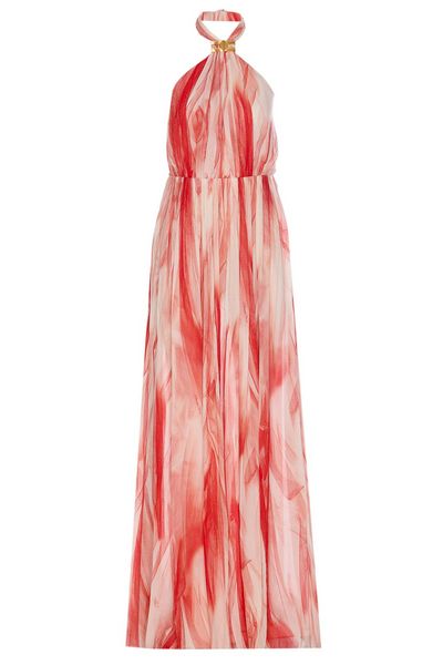 Elisabetta Franchi Tulle Print Red Carpet Dress