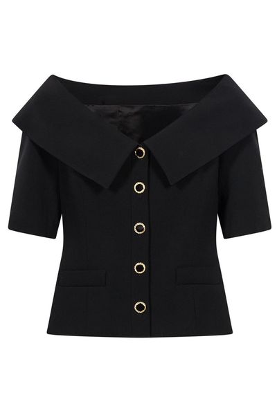 Alessandra Rich Crepe Off-Shoulder Jacket