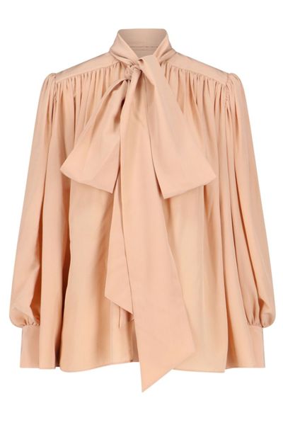 Chloé Oversized Gathered Lavallière Blouse