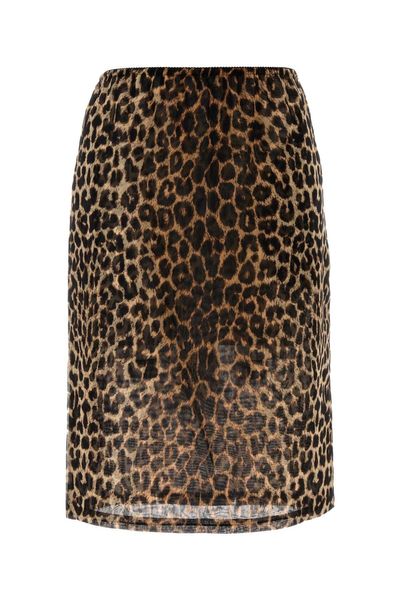 Saint Laurent Animla Printed Midi Skirt