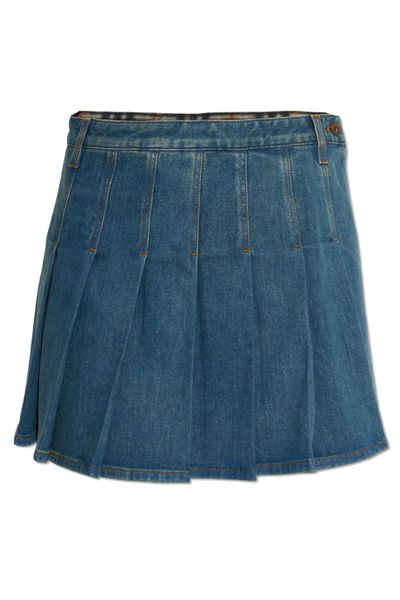 Burberry Pleated Denim Mini Skirt