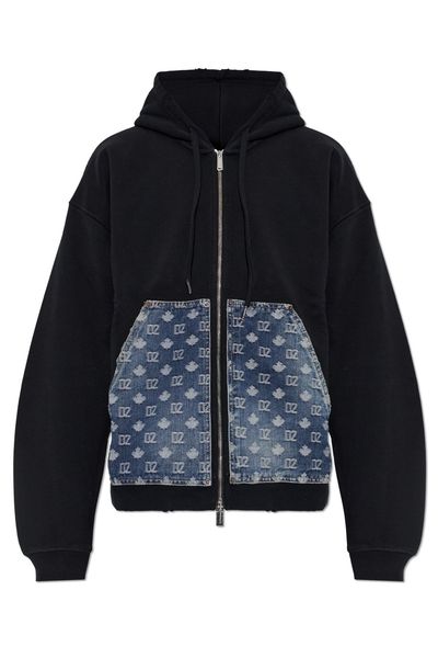 Dsquared2 Monogram Denim Panel Hoodie