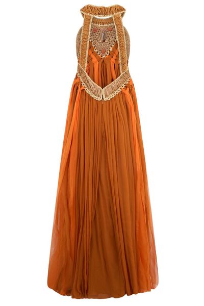 Alberta Ferretti Embellished V-Neck Long Dress