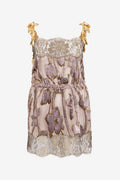 Roberto Cavalli Floral Macramé Mini Dress