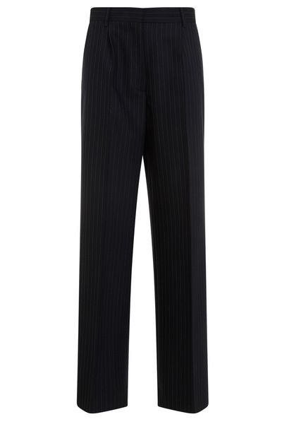Miu Miu Logo-Patch Pinstriped Straight-Leg Trousers