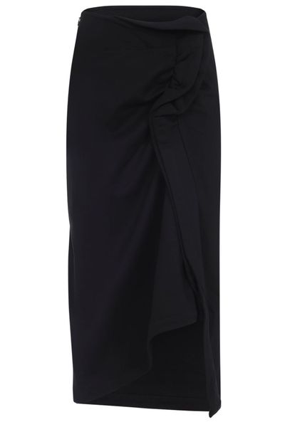 Dries Van Noten Ruffled Asymmetric Hem Midi Skirt