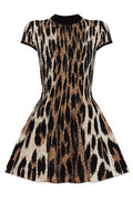 Balmain Leopard Print Jacquard A-Line Dress