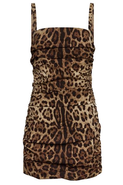Dolce & Gabbana Ruched Animal-Print Dress