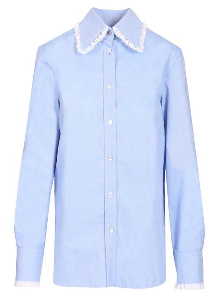 Valentino Ruffled Trim Long-Sleeve Shirt