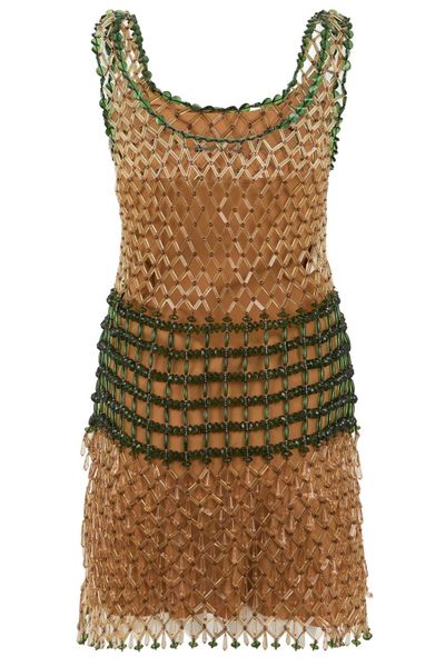 Alberta Ferretti Beaded Fringe Mini Dress