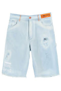 Heron Preston Logo Patch Distressed Denim Shorts
