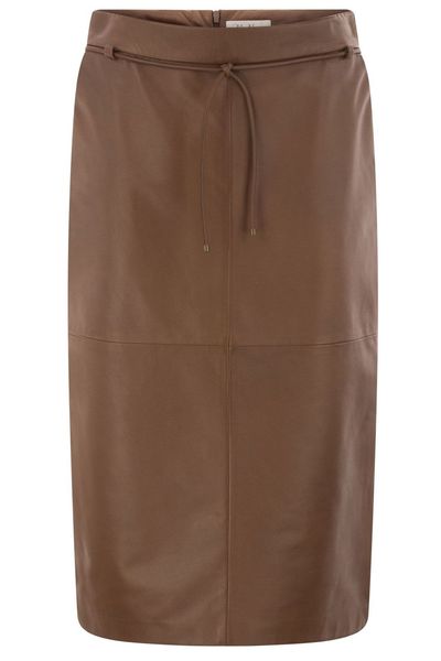 Max Mara Mxmfantino Belted Leather Midi Skirt