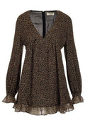 Saint Laurent Leopard Printed Long-Sleeved Dress
