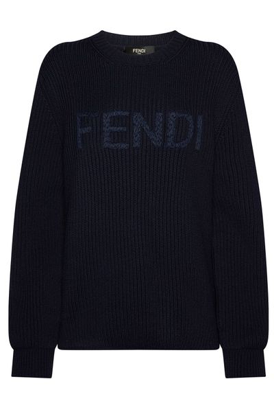 Fendi Maxi Logo Ribbed Knitted Sweater