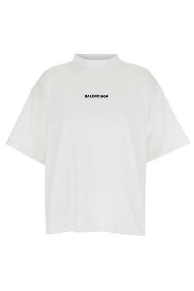 Balenciaga Logo Embroidered Mockneck T-Shirt
