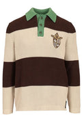 Fendi Crest Embroidered Striped Knitted Polo Shirt