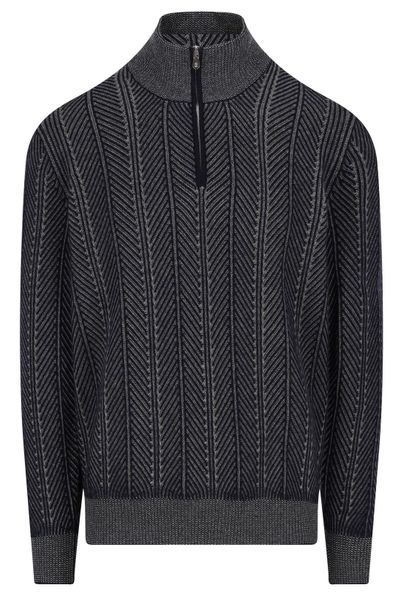 Brunello Cucinelli Textured Zip Mock-Neck Knitted Sweater