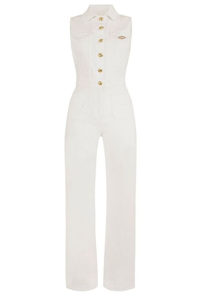 Elisabetta Franchi Logo Detailed Denim Jumpsuit