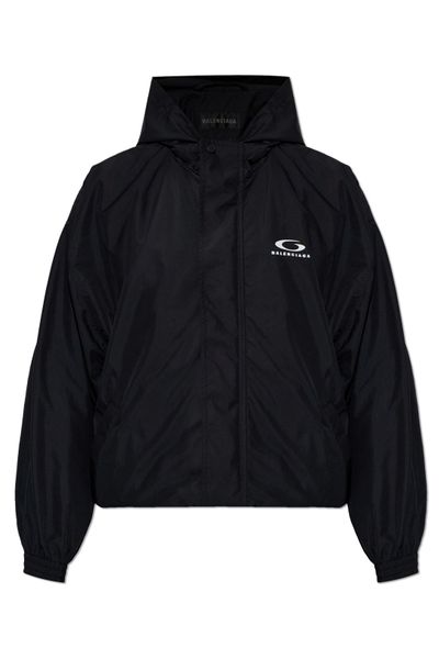 Balenciaga Logo Printed Hooded Windbreaker