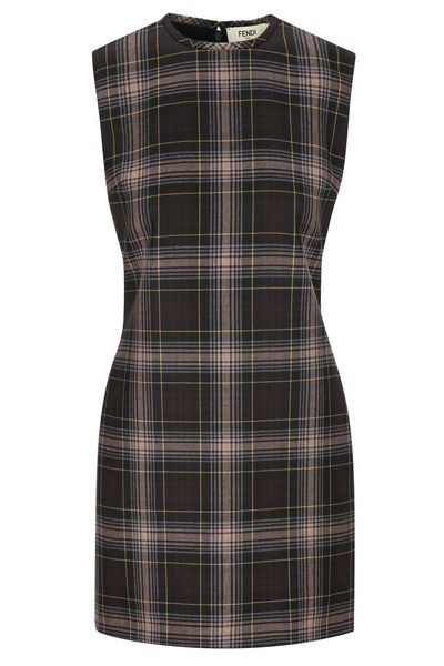 Fendi Tartan Sleeveless Mini Dress