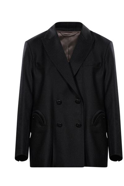 Blazé Milano Doubloe-Breasted Pinstriped Blazer