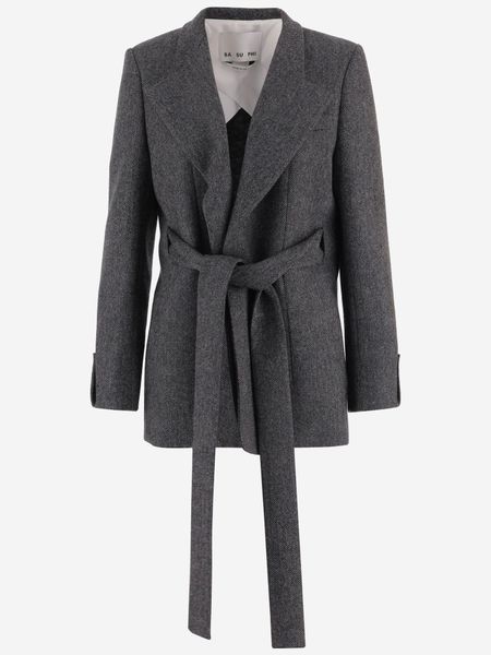 SA SU PHI Belted Herringbone Blazer