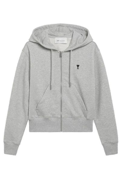 AMI Paris de Coeur Zipped Drawstring Hoodie