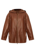 Max Mara Acinoso Leather Hooded Jacket