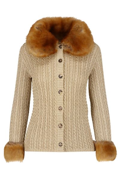 Saint Laurent Cable-Knit Button-Up Cardigan